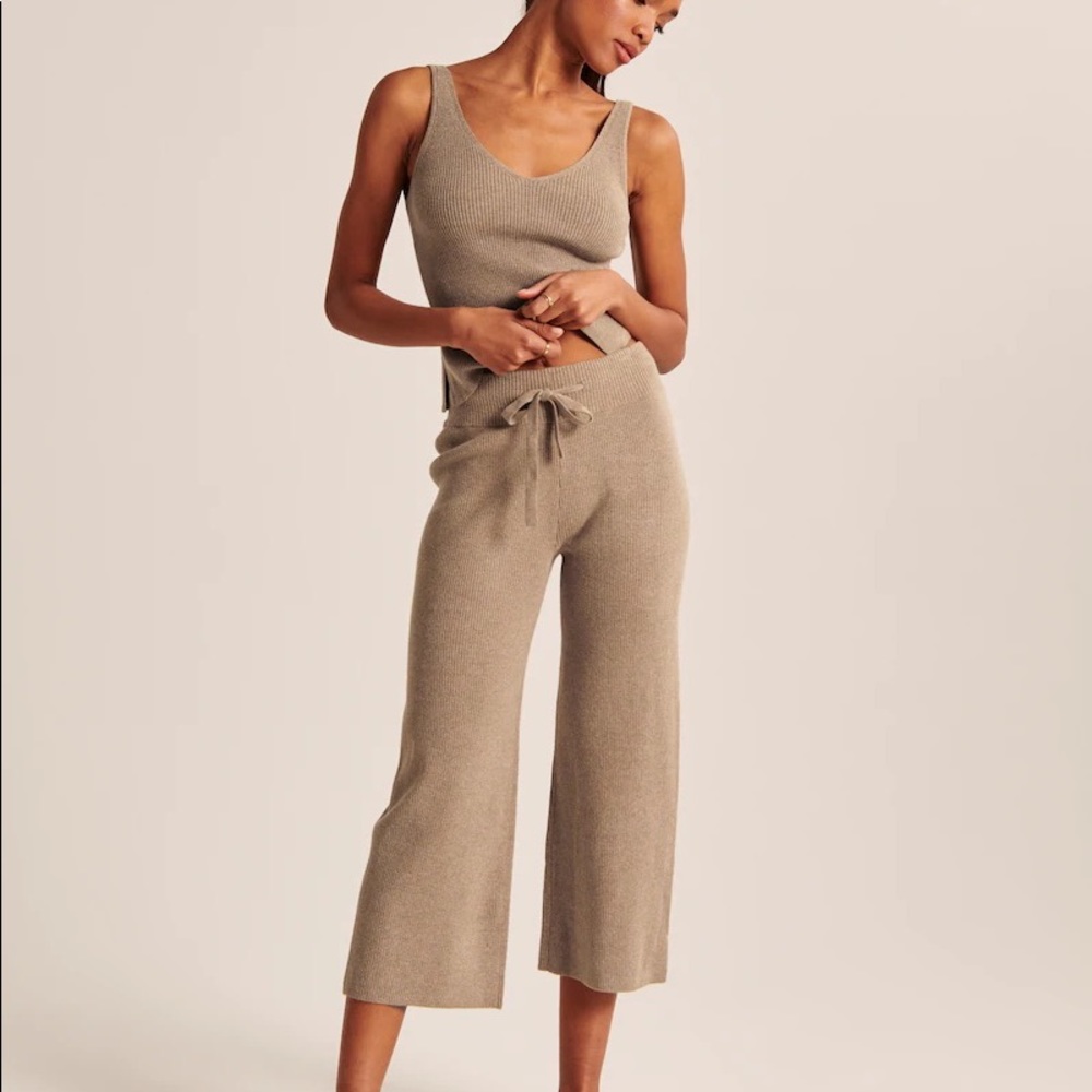 Sweater Tank and Wide Leg Cropped Pants Set